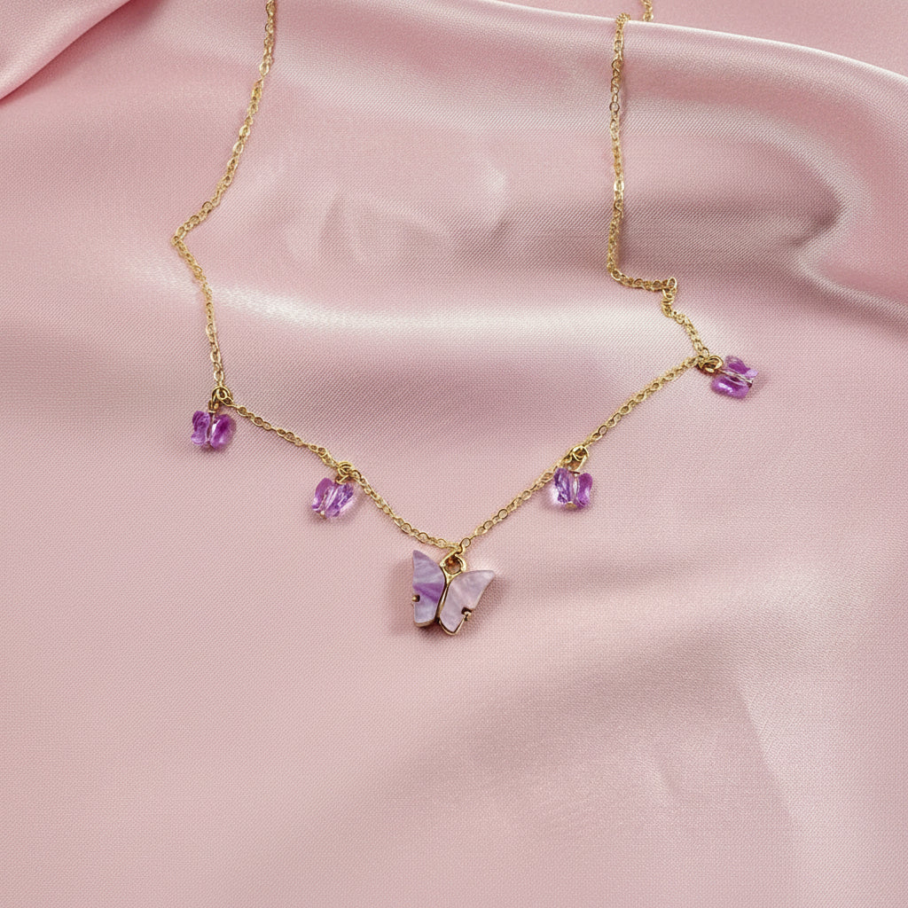 Lavender Butterfly Choker Necklace