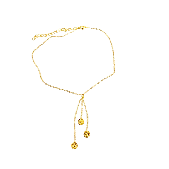 14K Gold Circle Choker Necklace, our delicate gold choker features three petite hammered circle charms on a 14k gold-filled chain with a lobster clasp.