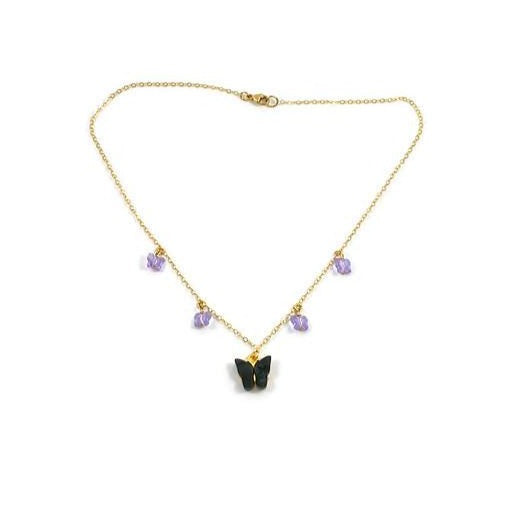 Black Lavender Butterfly Choker Necklace