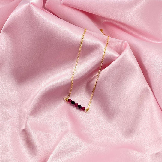 Red Black Crystal Bar Necklace, This hand made Red Black Crystal Bar Necklace combines minimalist vibes with a boho twist. Featuring three dazzling crystals