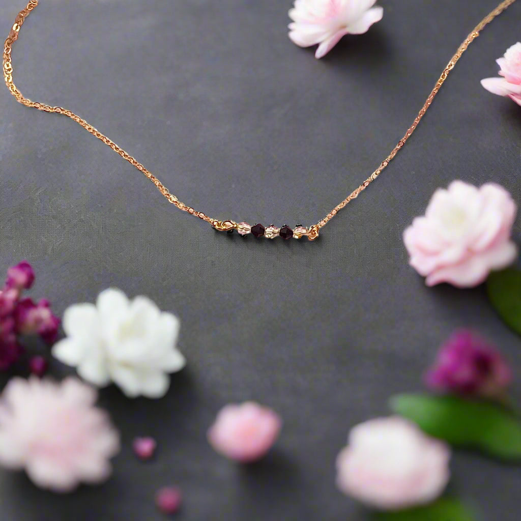 Black White Crystal Bar Necklace, This hand made Black White Crystal Bar Necklace combines minimalist vibes with a boho twist. Featuring three dazzling crystals