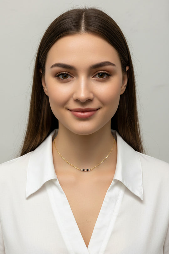 Black White Crystal Bar Necklace, This hand made Black White Crystal Bar Necklace combines minimalist vibes with a boho twist. Featuring three dazzling crystals