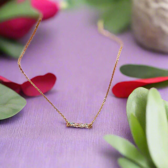 Clear Crystal Bar Necklace Hand Made Jewelry, This hand made Clear Crystal Bar Necklace combines minimalist vibes with a boho twist. Featuring 