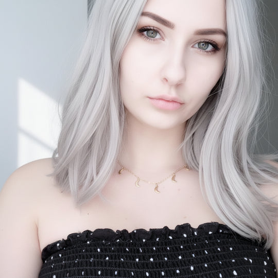 Gold Moon Charm Choker Necklace, our Gold Moon Choker Necklace has five tiny gold crescent moons on 14k gold filled chain. It's design is simple and timeless, a minimalist charm necklace.