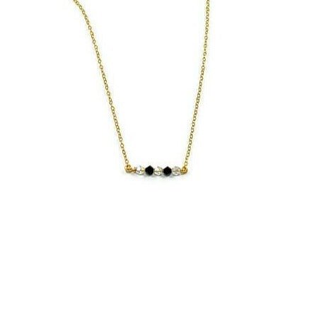 Black White Crystal Bar Necklace, This hand made Black White Crystal Bar Necklace combines minimalist vibes with a boho twist. Featuring three dazzling crystals