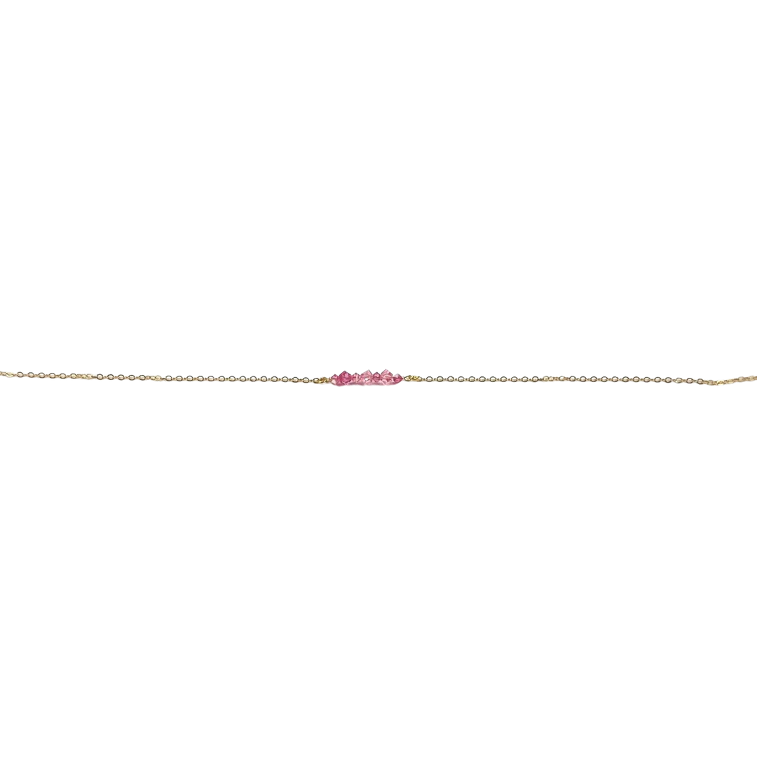 Pink Crystal Bar Necklace Hand Made Jewelry, This hand made Pink Crystal Bar Necklace combines minimalist vibes with a boho twist. F
