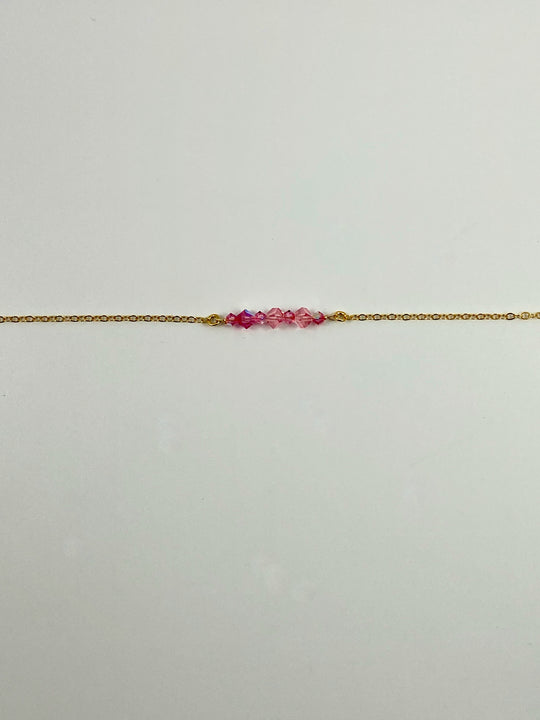Pink Crystal Bar Necklace Hand Made Jewelry, This hand made Pink Crystal Bar Necklace combines minimalist vibes with a boho twist. F