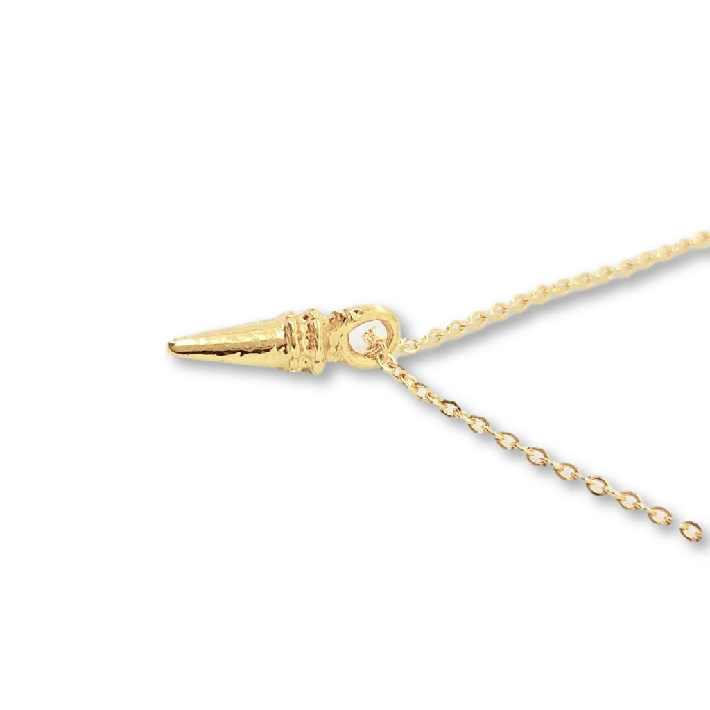 Gold Charm Necklace Minimalist Cone 14K