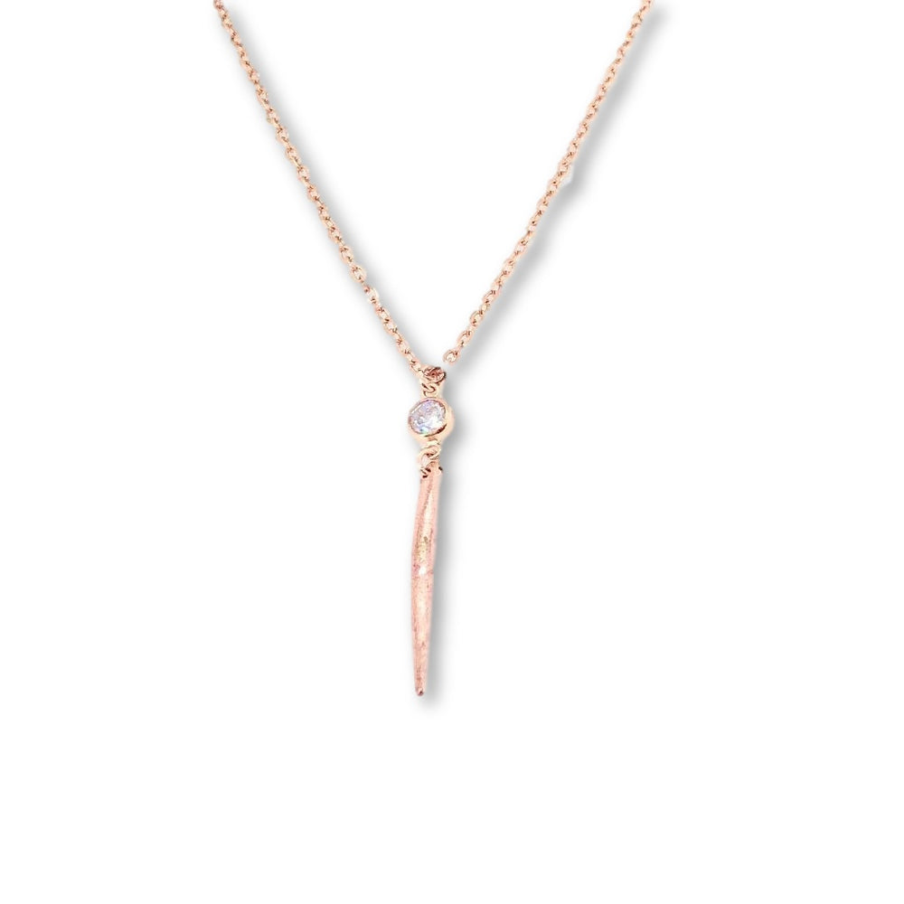 Rose Gold Spike Charm Necklace,  our uniquely designed Sweet & Petite Rose Gold Spike Charm Necklace has a shinny 18K Vermeil Gold in Rose Gold