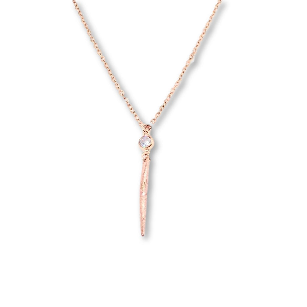 Rose Gold Spike Charm Necklace,  our uniquely designed Sweet & Petite Rose Gold Spike Charm Necklace has a shinny 18K Vermeil Gold in Rose Gold