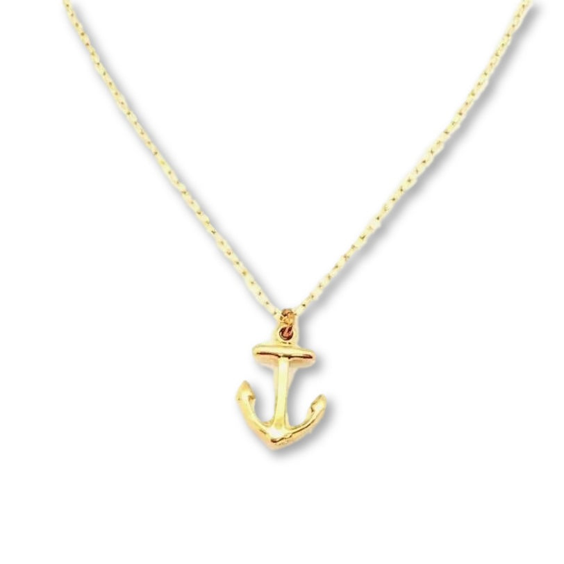 14K Tiny Gold Anchor Charm Necklace, our tiny anchor charm necklace has a tiny 14k gold anchor charm on 14k gold-filled chain, a ocean or boat lovers s