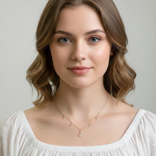 Clear Crystal Teardrop Necklace