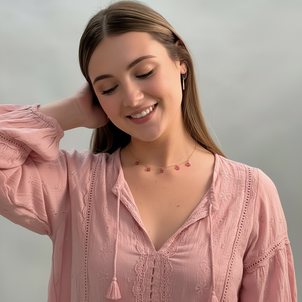 Fuchsia Butterfly Choker Necklace, Add a touch of charm with the Pink Fuchsia Butterfly Choker Necklace, a delightful chain of crystal butterflies crafted 