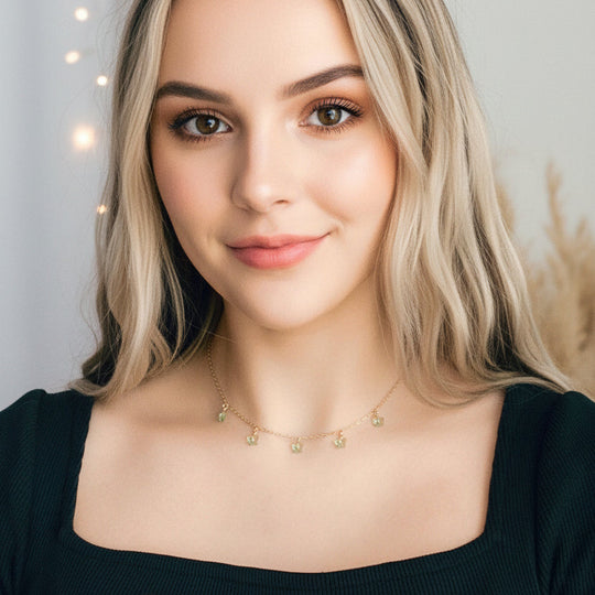Peridot Green Butterfly Choker Necklace , Add a touch of charm with the Peridot Green Butterfly Choker Necklace, a delightful chain of crystal butterflies