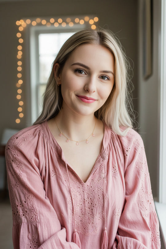 Pink Butterfly Choker Necklace,  Add a touch of charm with the Pink Butterfly Choker Necklace, a delightful chain of crystal butterflies crafted by hand
