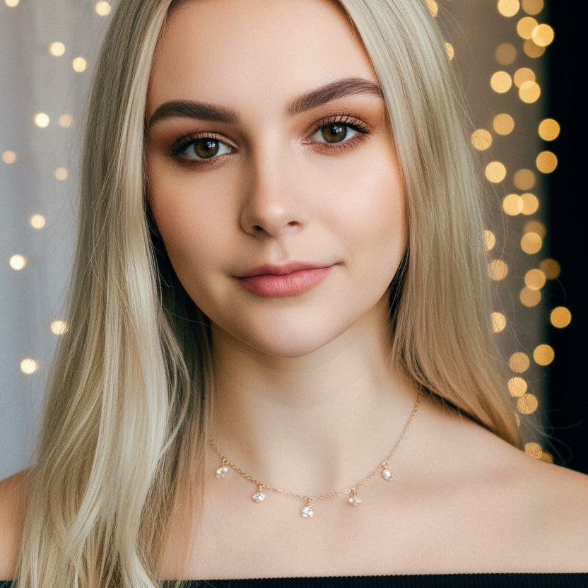 Clear Crystal Butterfly Choker Necklace, Add a touch of charm with our Clear Butterfly Choker Necklace, a delightful chain of crystal butterflies crafted