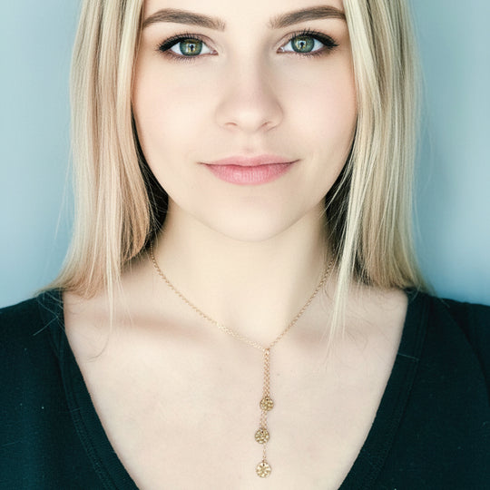 14K Gold Circle Choker Necklace, our delicate gold choker features three petite hammered circle charms on a 14k gold-filled chain with a lobster clasp.
