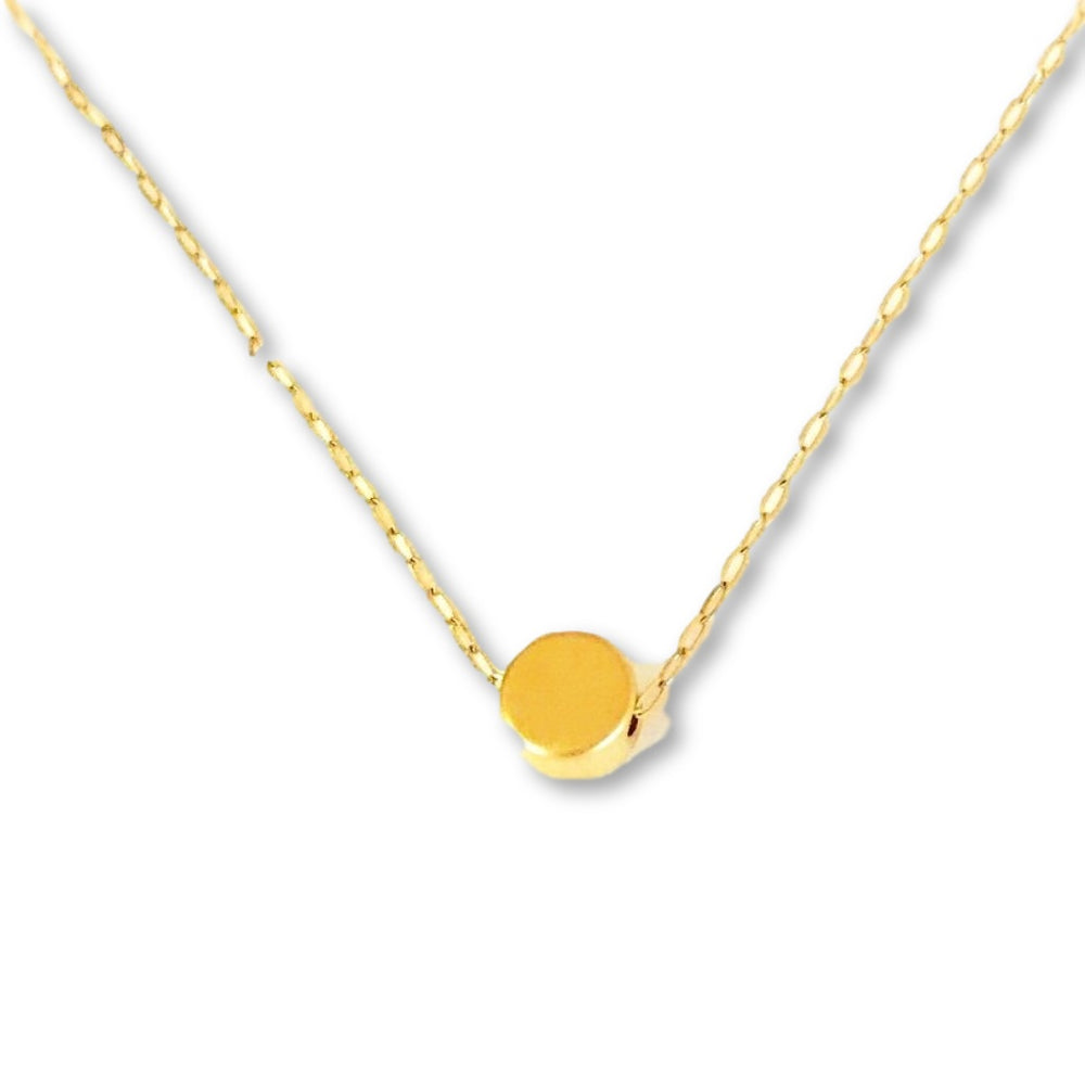 14K Tiny Gold Dot Charm Necklace, our tiny gold dot necklace has a tiny dot charm on 14k gold-filled chain, a sweet & petite minimalistic charm necklace.