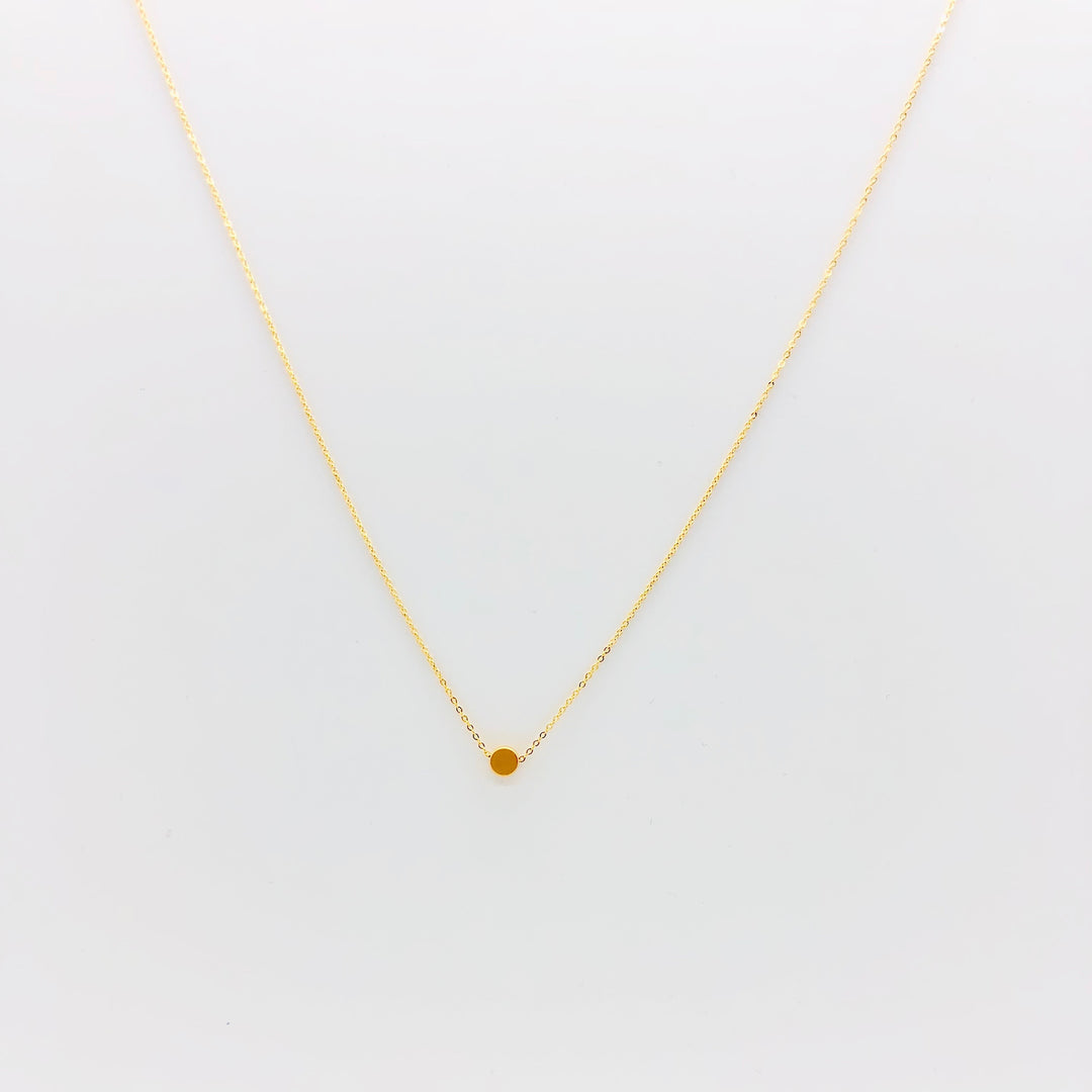 14K Tiny Gold Dot Charm Necklace, our tiny gold dot necklace has a tiny dot charm on 14k gold-filled chain, a sweet & petite minimalistic charm necklace.