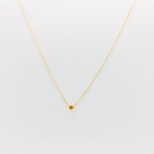 14K Tiny Gold Dot Charm Necklace, our tiny gold dot necklace has a tiny dot charm on 14k gold-filled chain, a sweet & petite minimalistic charm necklace.