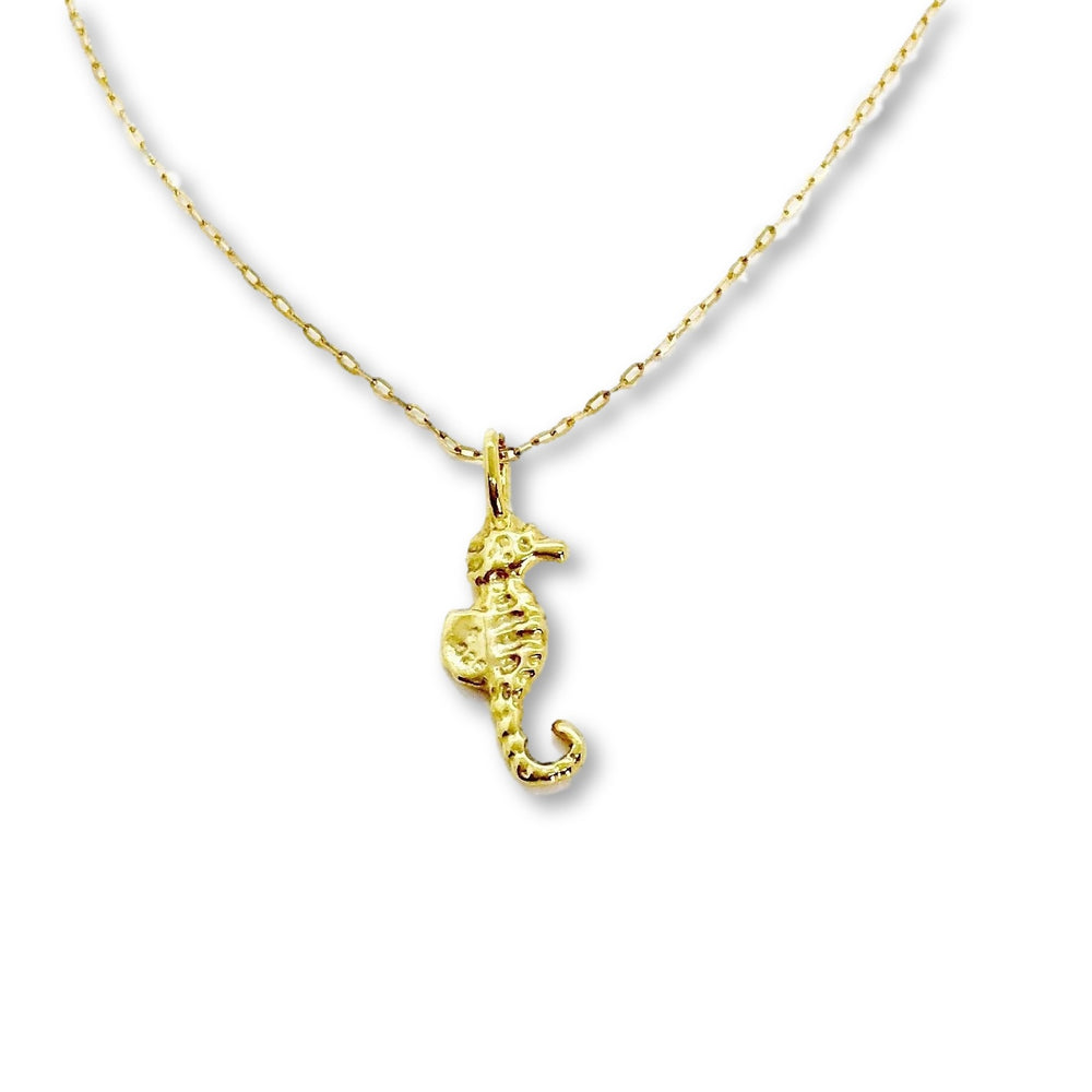 14K Gold Sea Horse Charm Necklace, our tiny gold sea horse charm on 14k gold-filled chain, is a sweet & petite necklace with a lot of charm, 