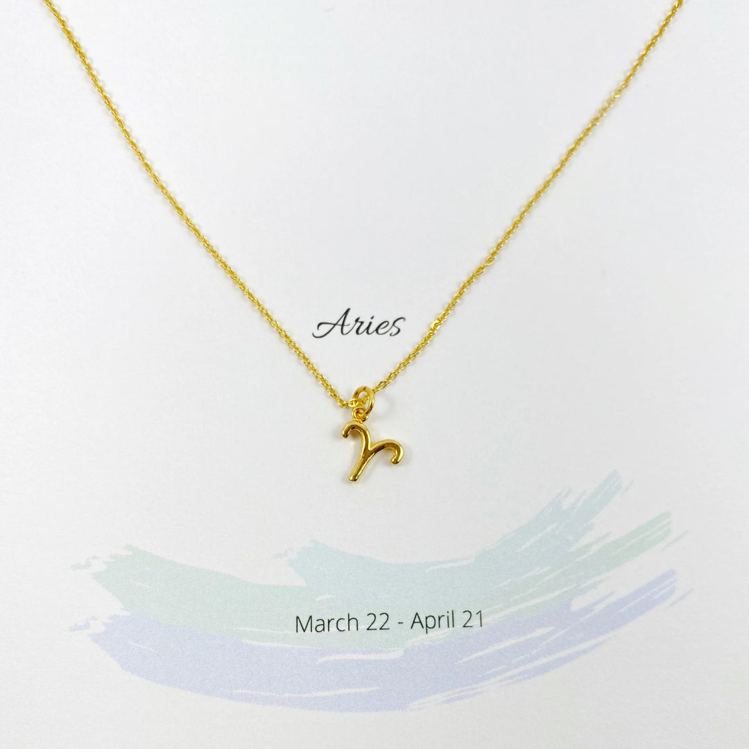 Aries Zodiac Symbol Gold Necklace, Celebrate your Aries spirit with this tiny zodiac symbol charm necklace, a petite 18K vermeil gold zodiac symbol charm