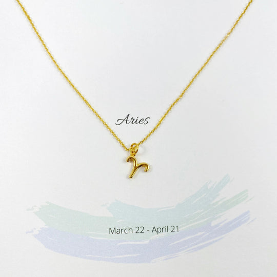 Aries Zodiac Symbol Gold Necklace, Celebrate your Aries spirit with this tiny zodiac symbol charm necklace, a petite 18K vermeil gold zodiac symbol charm