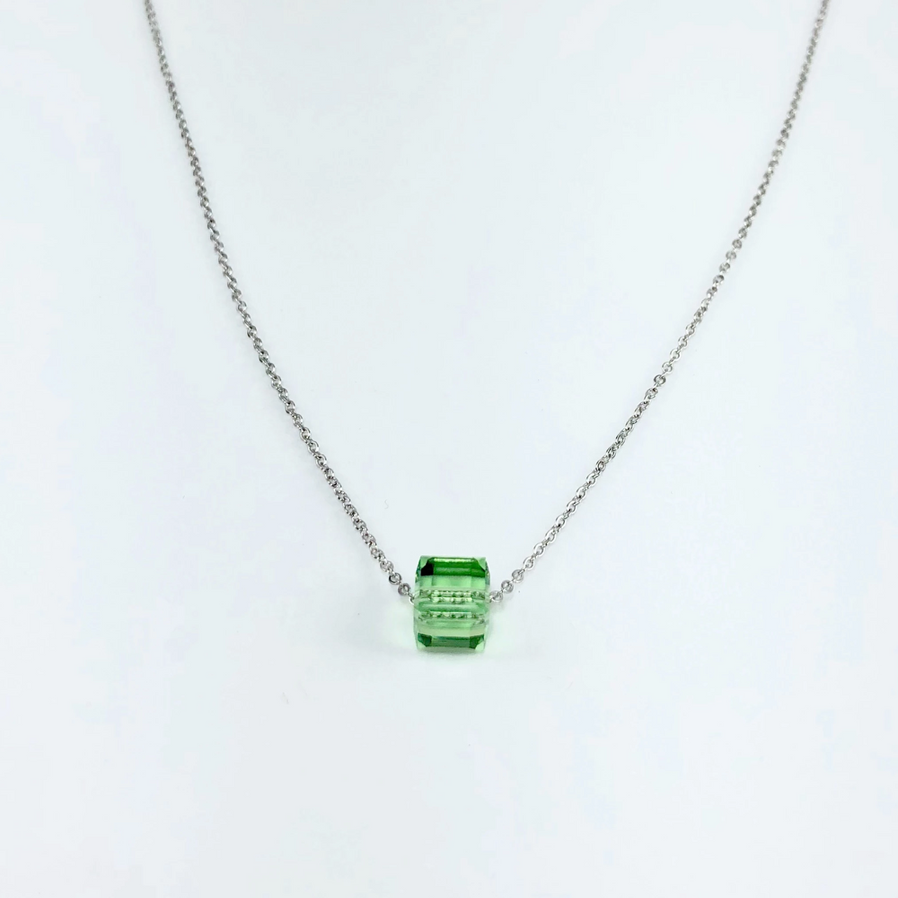 Light Green Crystal Cube Necklace