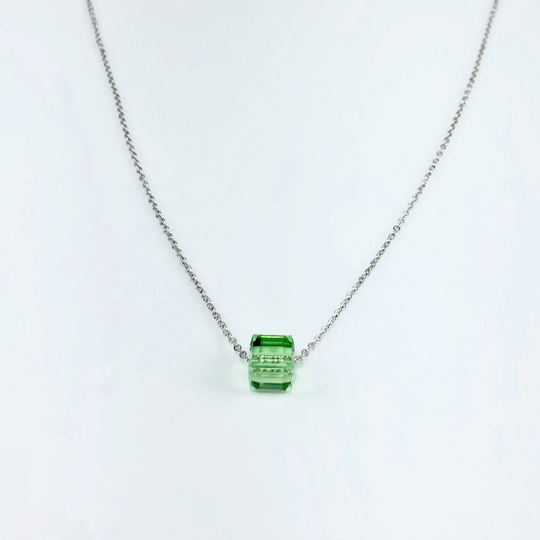 Light Green Crystal Cube Necklace