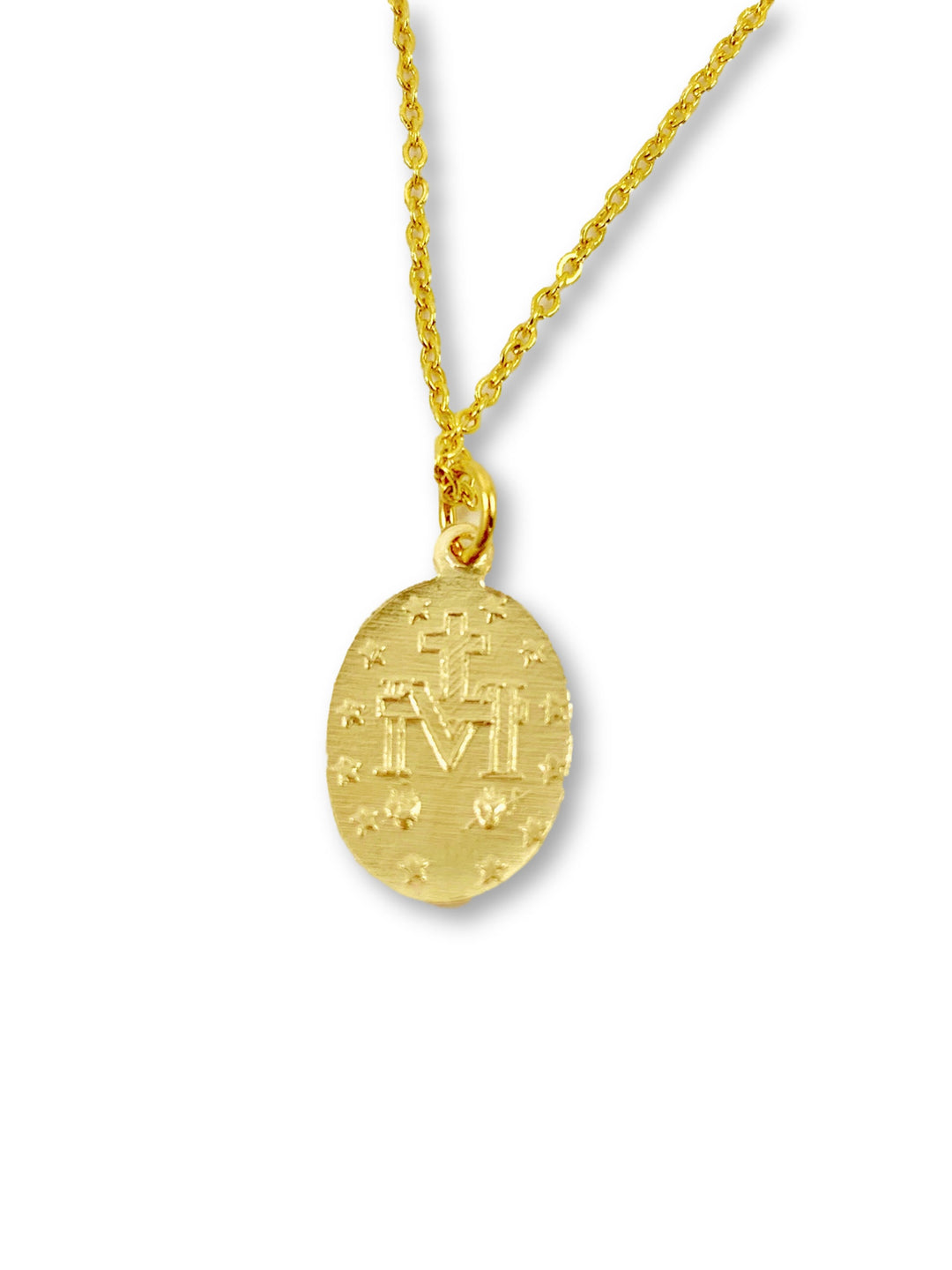 14K Gold Virgin Mary Charm Necklace, our dainty 14k gold Virgin Mary charm on 14k gold-filled chain, a necklace for remembrance and a keepsake treasure.