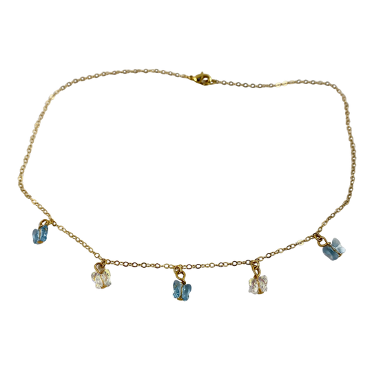 Sea Blue Clear Butterfly Choker Necklace, Add a touch of charm with the Sea Blue Clear Butterfly Choker Necklace, a delightful chain of crystal butterflies