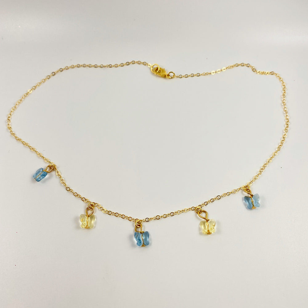 Blue & Yellow Butterfly Choker Necklace - AR TodayCharm Jewelry Company