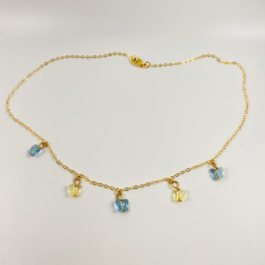 Blue & Yellow Butterfly Choker Necklace - AR TodayCharm Jewelry Company