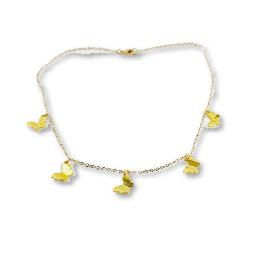 Gold Butterfly Choker Necklace