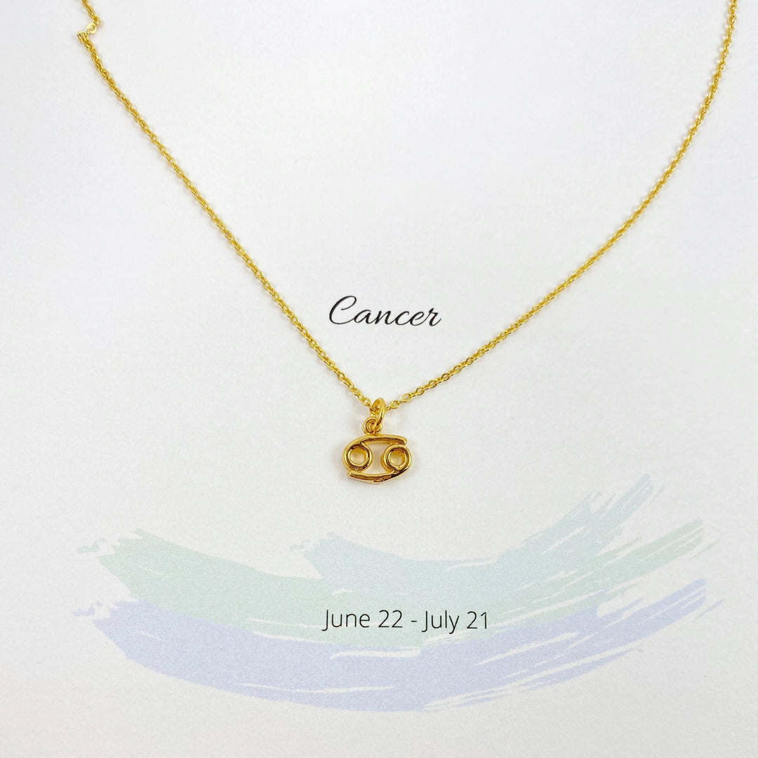 Cancer Zodiac Symbol Gold Necklace, Celebrate your Cancer spirit with this tiny zodiac symbol charm necklace, a petite 18K vermeil gold zodiac symbol