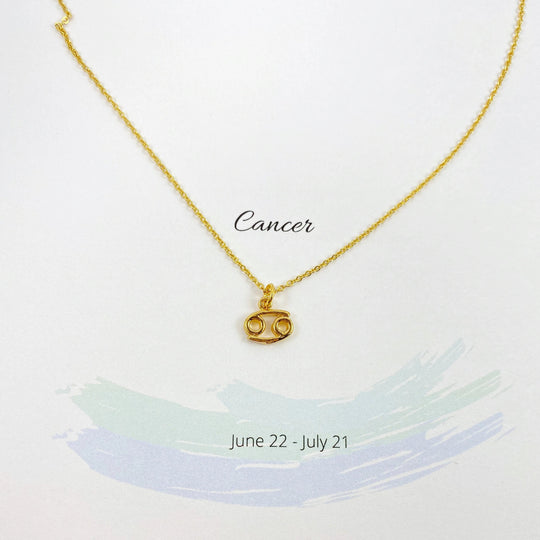 Cancer Zodiac Symbol Gold Necklace, Celebrate your Cancer spirit with this tiny zodiac symbol charm necklace, a petite 18K vermeil gold zodiac symbol