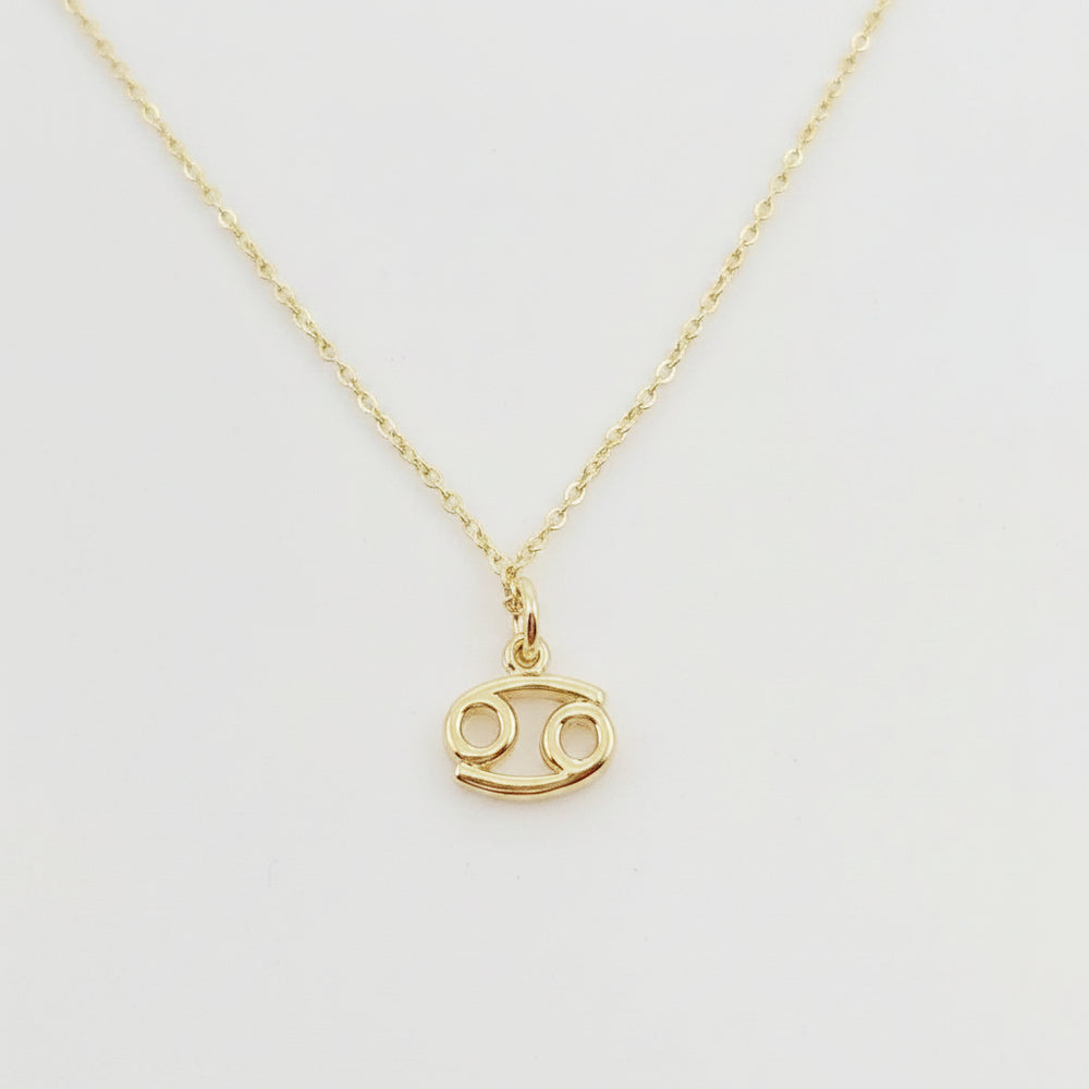 Cancer Zodiac Symbol Gold Necklace, Celebrate your Cancer spirit with this tiny zodiac symbol charm necklace, a petite 18K vermeil gold zodiac symbol