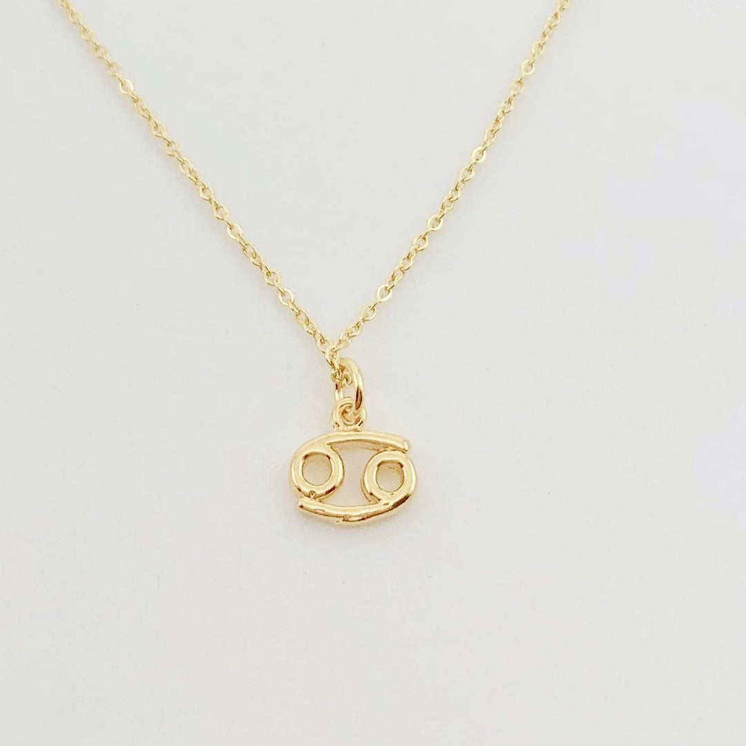 Cancer Zodiac Symbol Gold Necklace, Celebrate your Cancer spirit with this tiny zodiac symbol charm necklace, a petite 18K vermeil gold zodiac symbol