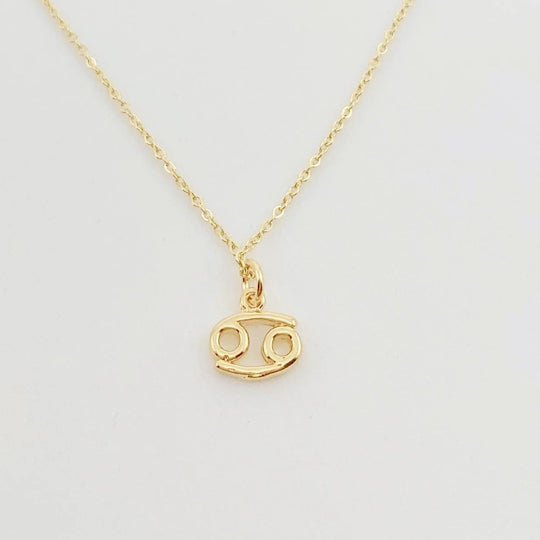 Cancer Zodiac Symbol Gold Necklace, Celebrate your Cancer spirit with this tiny zodiac symbol charm necklace, a petite 18K vermeil gold zodiac symbol