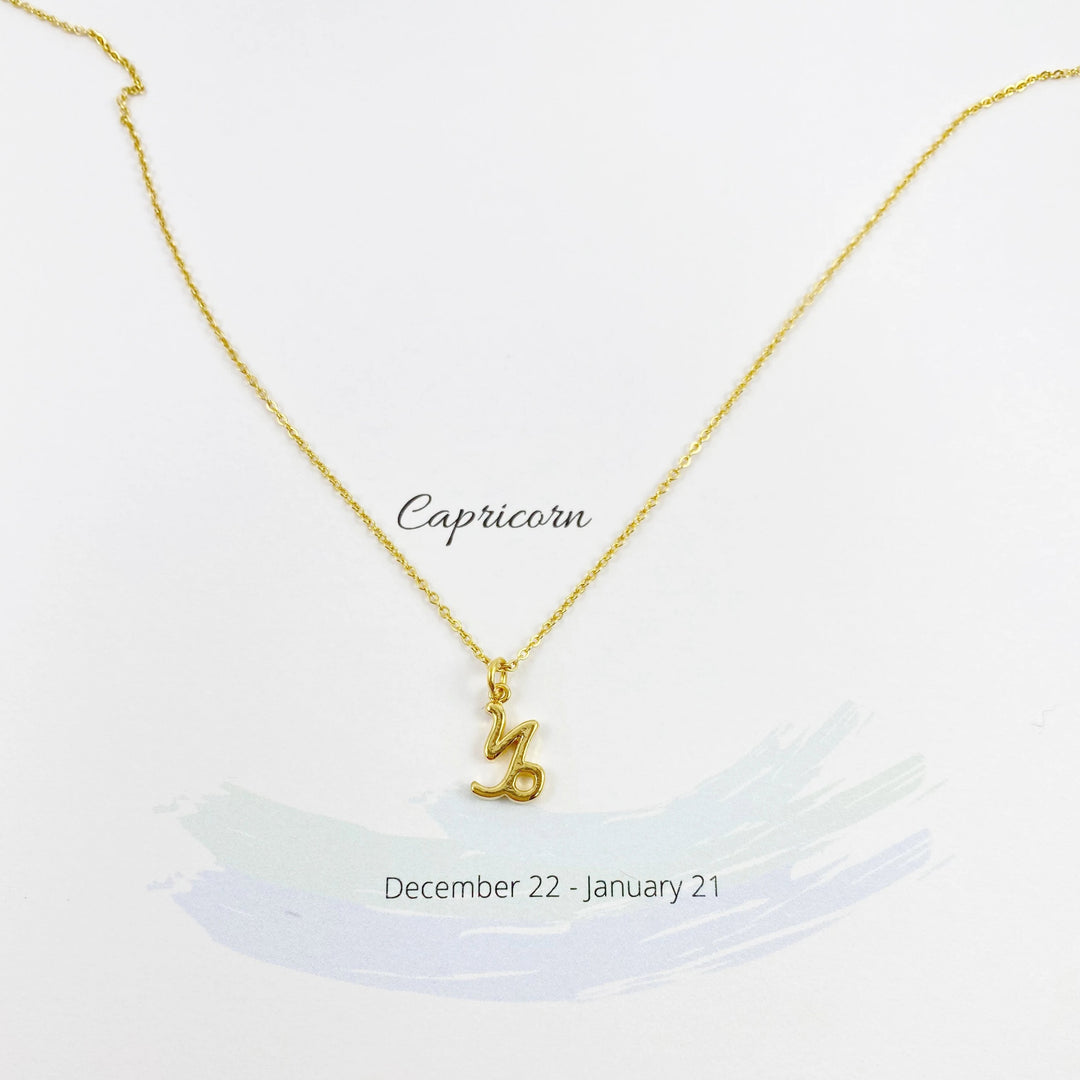 Capricorn Zodiac Symbol Gold Necklace, Celebrate your Capricorn spirit with this tiny zodiac symbol charm necklace, a petite 18K vermeil gold zodiac symbol