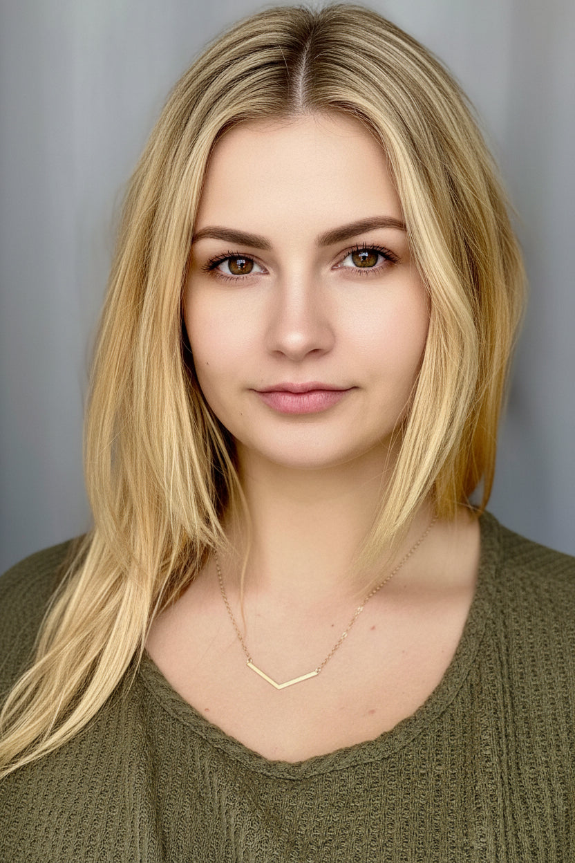 14K Gold Chevron V Bar Charm Necklace, our petite chevron V bar charm on 14k gold-filled chain equals a sweet minimalist charm necklace for everyday wear.