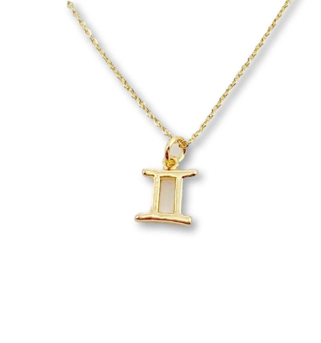 Gemini Zodiac Symbol Gold Necklace, Celebrate your Gemini spirit with this tiny zodiac symbol charm necklace, a petite 18K vermeil gold zodiac symbol 