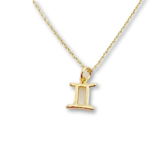 Gemini Zodiac Symbol Gold Necklace, Celebrate your Gemini spirit with this tiny zodiac symbol charm necklace, a petite 18K vermeil gold zodiac symbol 