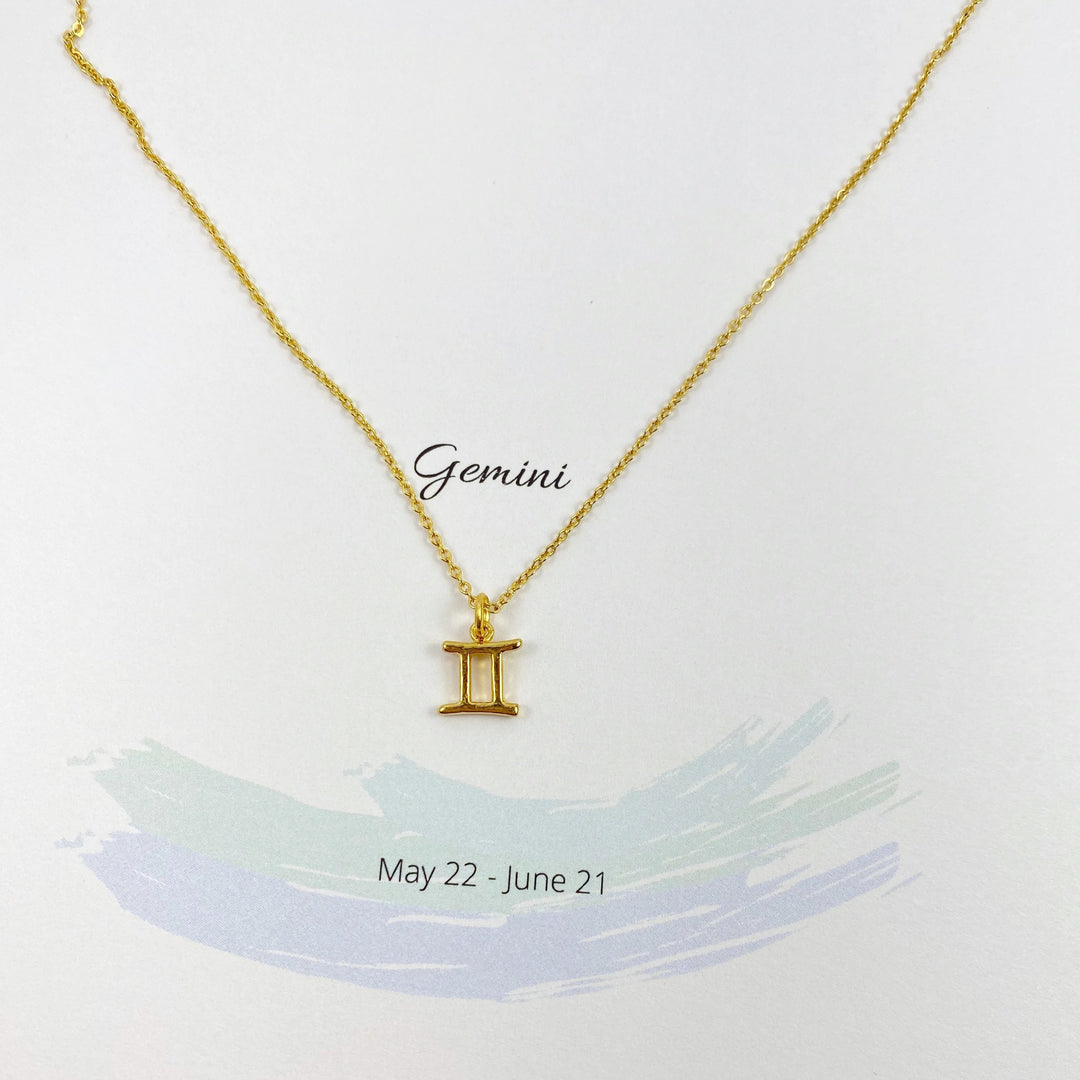 Gemini Zodiac Symbol Gold Necklace, Celebrate your Gemini spirit with this tiny zodiac symbol charm necklace, a petite 18K vermeil gold zodiac symbol 
