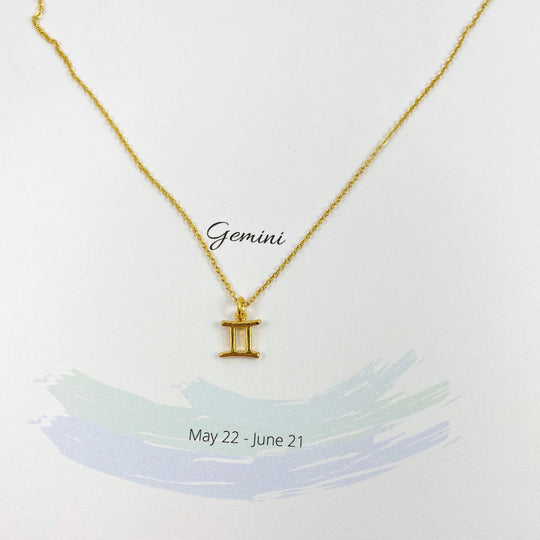 Gemini Zodiac Symbol Gold Necklace, Celebrate your Gemini spirit with this tiny zodiac symbol charm necklace, a petite 18K vermeil gold zodiac symbol 