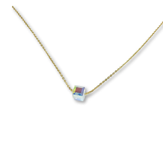 Clear Crystal Cube Necklace Charm Jewelry, is an effortlessly gorgeous and minimalist necklace that will become a daily staple. Personalize 