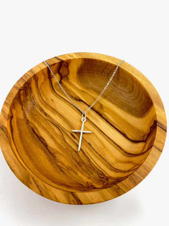 Sterling Silver Cross Necklace, on sterling silver chain, minimalist in style, a craftsman like silver cross charm.