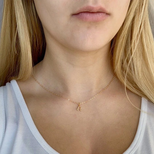 Leo Zodiac Symbol Gold Necklace, Celebrate your Leo spirit with this tiny zodiac symbol charm necklace, a petite 18K vermeil gold zodiac symbol 