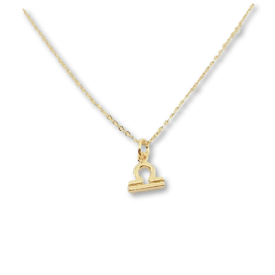 Libra Zodiac Symbol Gold Necklace, Celebrate your Libra spirit with this tiny zodiac symbol charm necklace, a petite 18K vermeil gold zodiac symbol charm 