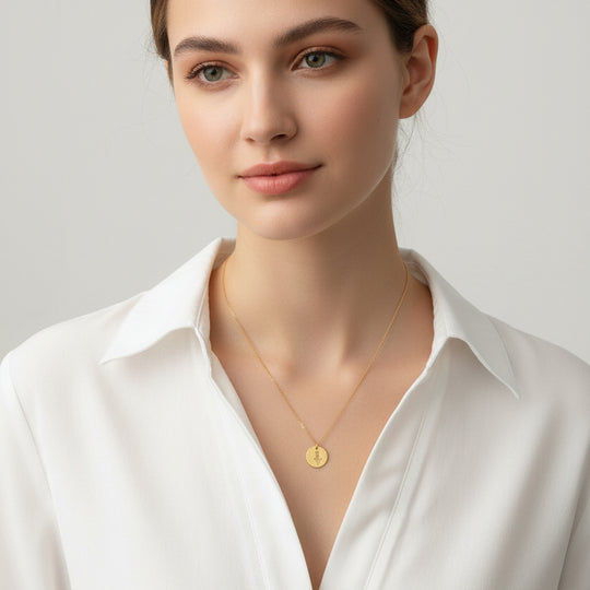 Gold Hand Stamped Mermaid Necklace, our tiny sweet mermaid is hand stamped on a gold disk with a 14k gold filled chain, it's adoring charm makes an endless treasure.